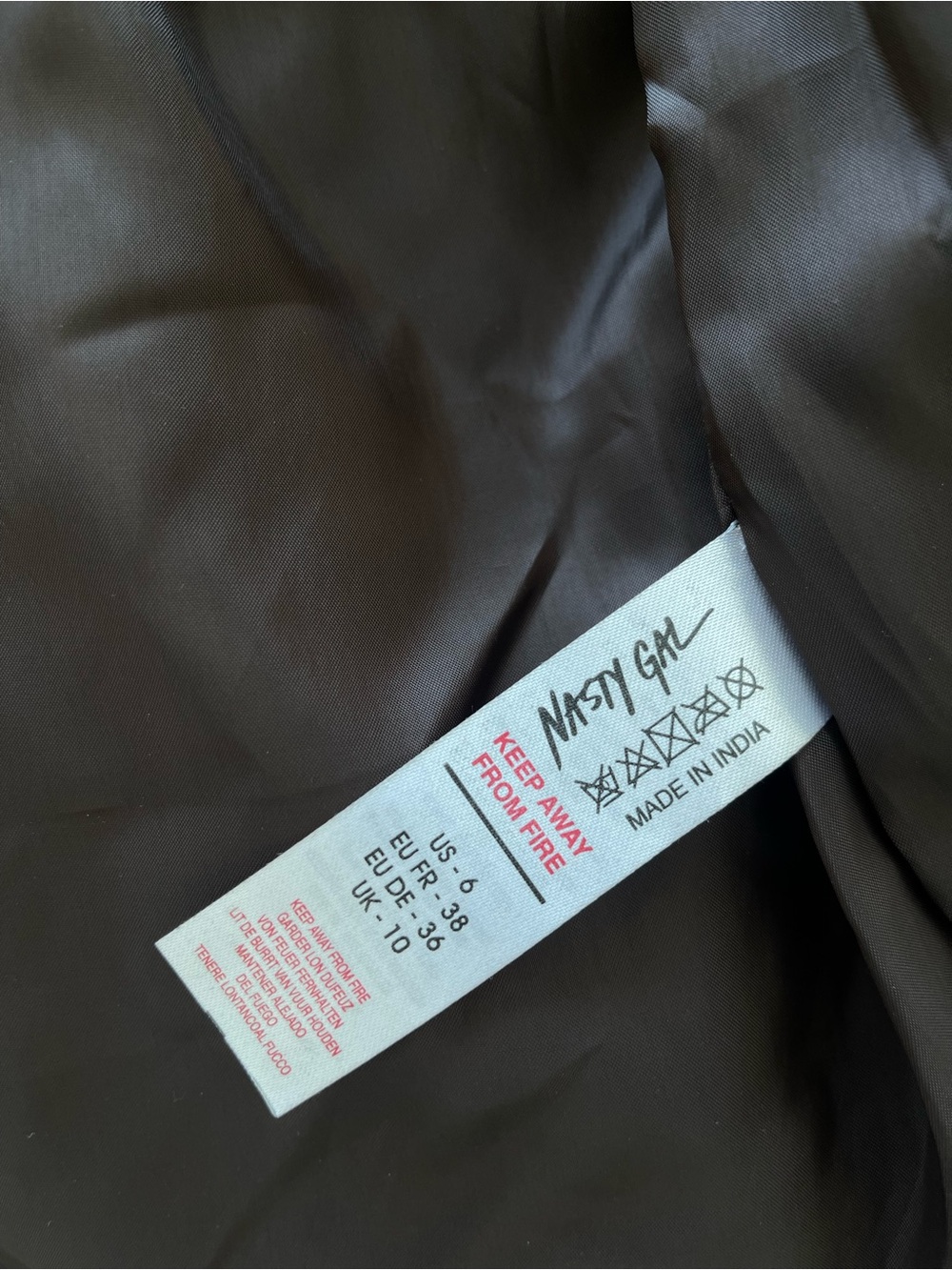 Nasty Gal Brown Leather Fringe Moto Jacket with Black Star - Picture 12 of 13